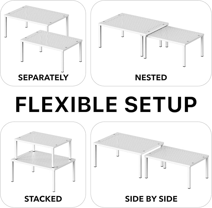 Simple Houseware Expandable Stackable Kitchen Counter Shelf Organizer, Metal Top - Image 6