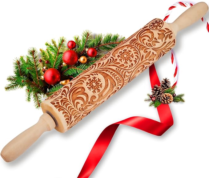 Christmas Gifts Wooden Embossed Rolling Pin by TIETOC