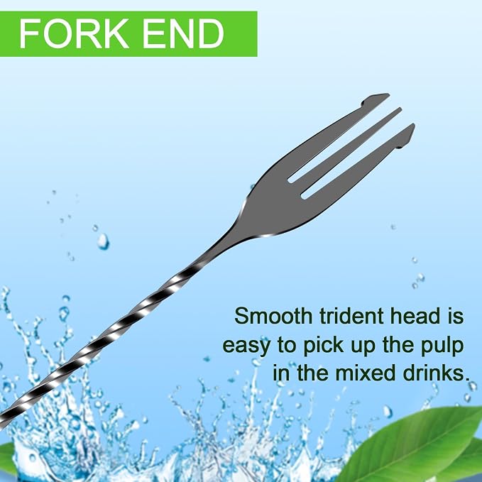 BRIOUT 2 Pcs Bar Spoon, 12 Inches Long Handle Drink Stirrer, Stainless Steel - Image 5