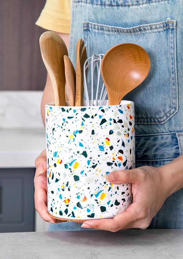 Nucookery Utensil Holder, 6.4" Ceramic Kitchen Utensil Holder - Image 3