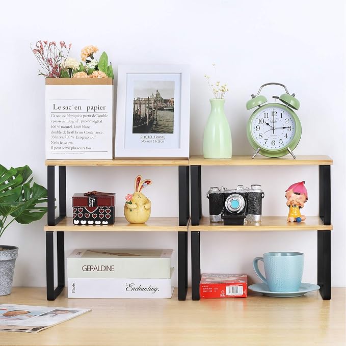 NEX Cabinet Organizer Shelf Set of 4, Stackable Kitchen Counter Shelves - Image 2