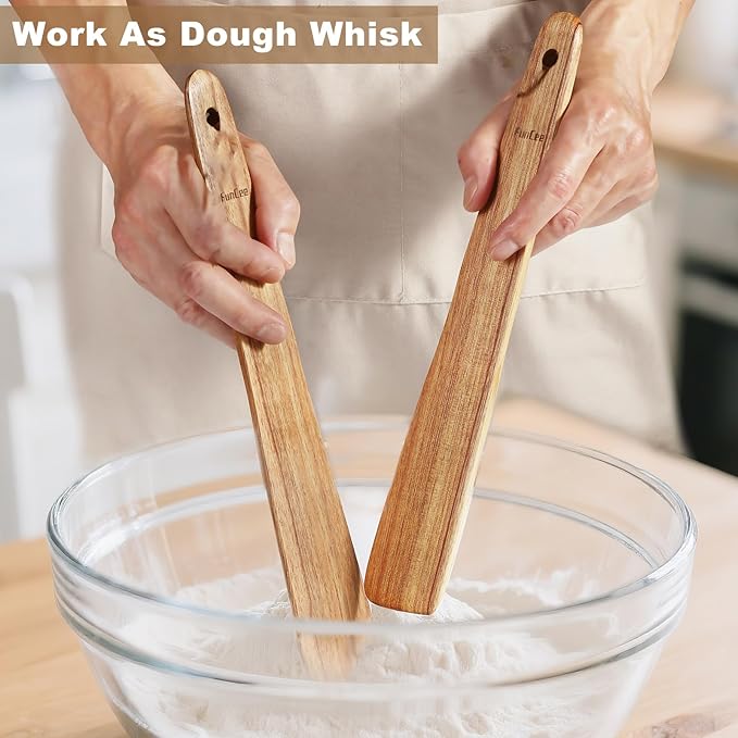 2 Pack Teak Wood Spatula, 12 Inch Wooden Spoons - Image 4