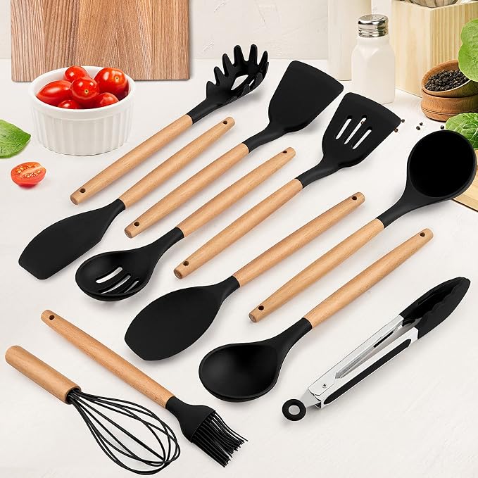 Kitchen Utensils Set of 12, E-far Silicone Cooking Utensils - Image 2