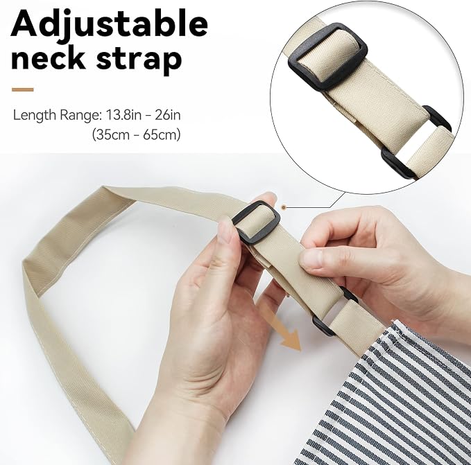 NLUS 2 Pcs Kitchen Cooking Aprons, Poly/Cotton Blend Adjustable Soft Bib Stripe - Image 3