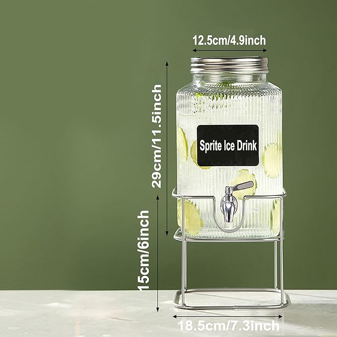 Lulonpon 6L Glass Drink Dispenser, Beverage Dispenser - Image 5