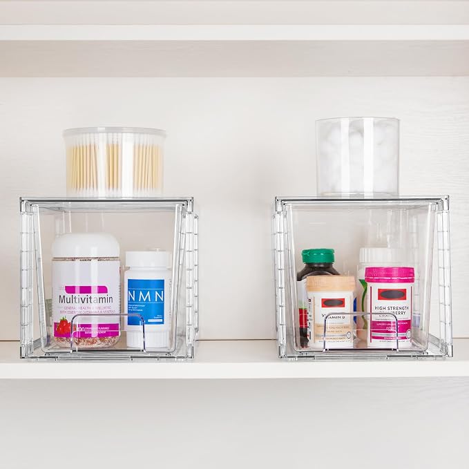 Vtopmart 4 Pack Large Stackable Storage Drawers, Easily Assemble Acrylic - Image 7