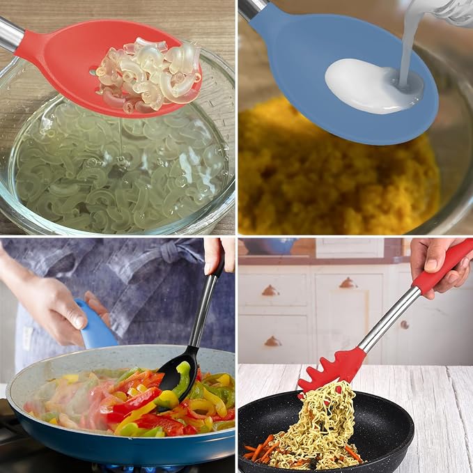 Silicone Spatula and Cooking Spoon, 5 Pack Solid & Slotted Spoons and Spatulas - Image 9