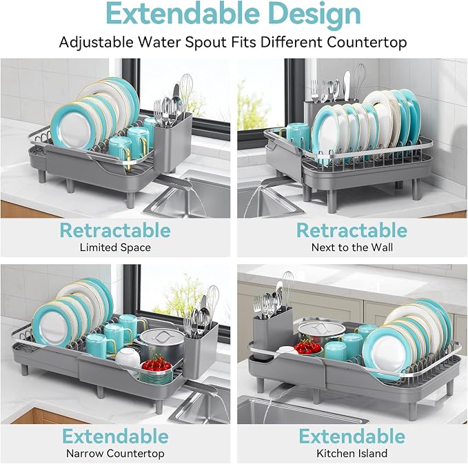 Urackify Expandable Dish Rack for Kitchen Counter, 16.14"-23.62" Large - Image 4