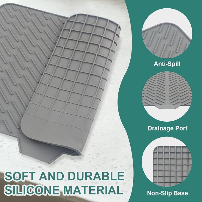 Silicone Dish Drying Mat 23x17, Food-Grade Silicone, Easy Clean Pad - Image 4