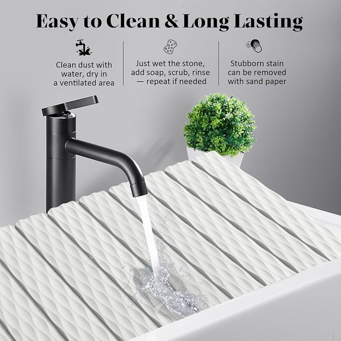 Large Stone Dish Drying Mats for Kitchen Counter, Fast Drying Collapsible Dish - Image 5