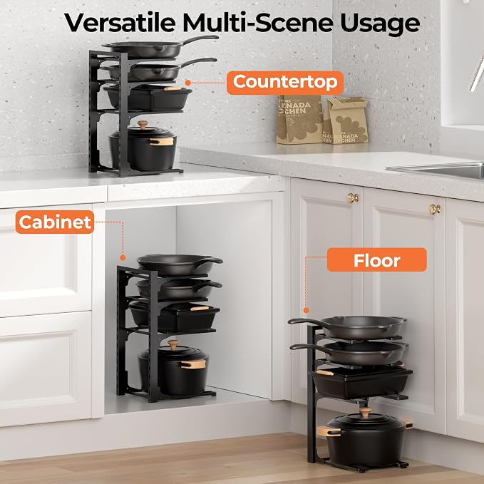 MUDEELA Pots and Pans Organizer under Cabinet 15.75" Tall, 4-Tier Heavy Duty - Image 6