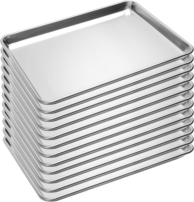 BIEAMA 12 Pack Half Size Baking Sheet Pan Aluminum Commercial Pan by BIEAMA