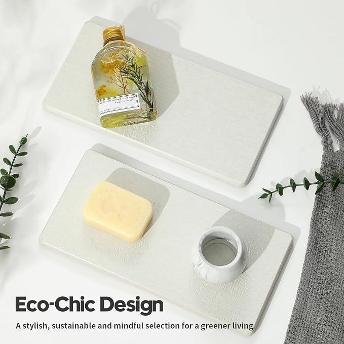 2PCS 10"x 5" Large Bathroom Sink Vanity Trays, Water Absorbing Diatomite Stone - Image 7