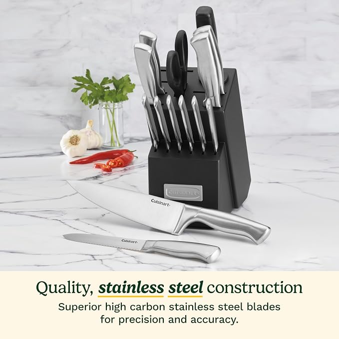 Cuisinart Stainless Steel Hollow Handle 15-Piece Cutlery Block Set, Kitchen - Image 2
