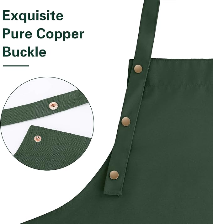 Apron for Men Women with Adjustable Straps and Large Pockets, Canvas Cotton - Image 2