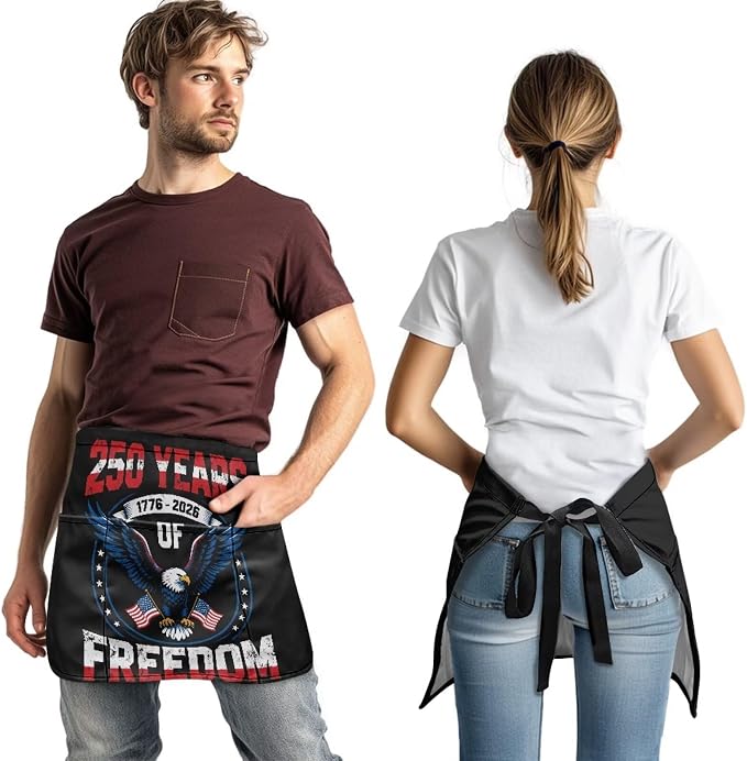 Server Apron with 3 Pockets, Waterproof Oil Waitress Waiter Half Apron - Image 3