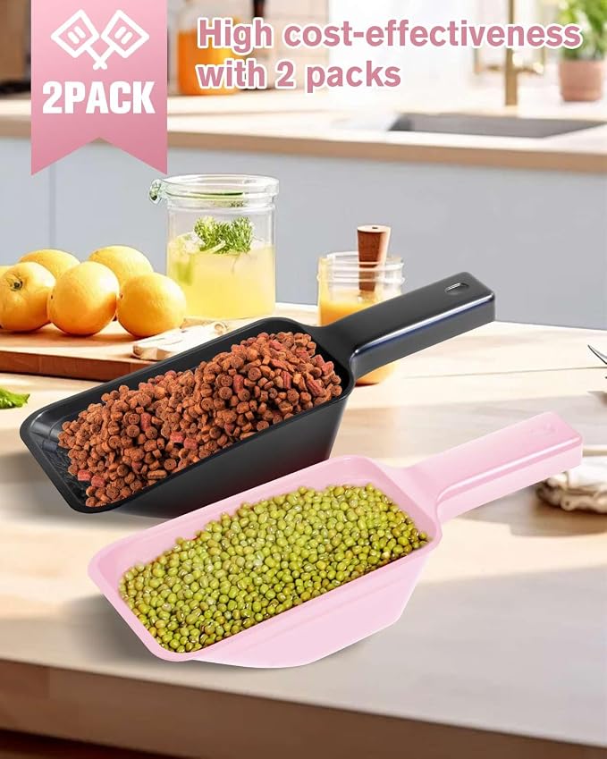 2 Cup Dog Food Scoop, Plastic Pet Food Scoop - Image 2