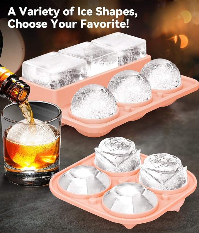 Ice Cube Tray with Lid, Silicone Ice Molds with Round, Large Ice Cube Mold - Image 2