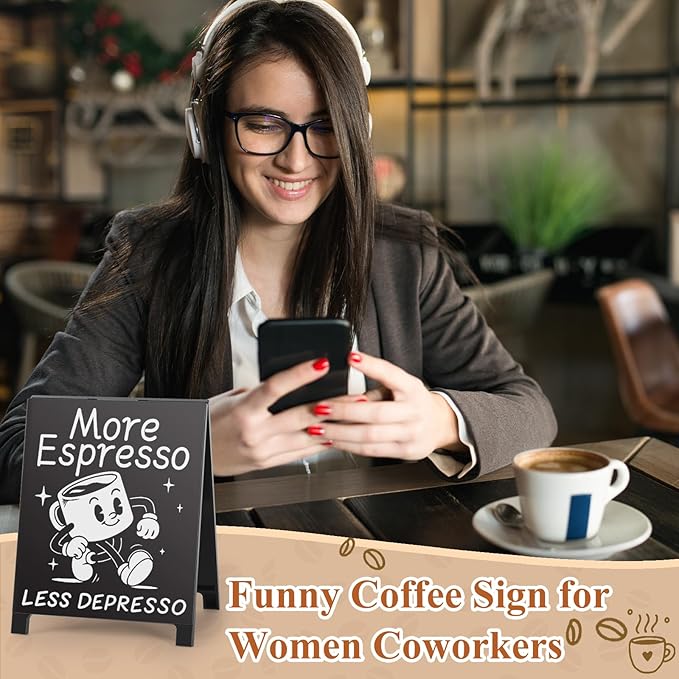 Coffee Signs for Coffee Station More Espresso Less Depresso Inspirational - Image 4