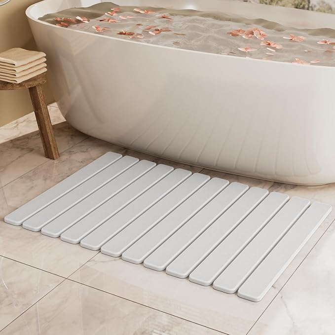 Large Stone Bath Mat 31.5 x 19.7in, Quick Dry Diatomaceous Earth Mats by SummerKiss