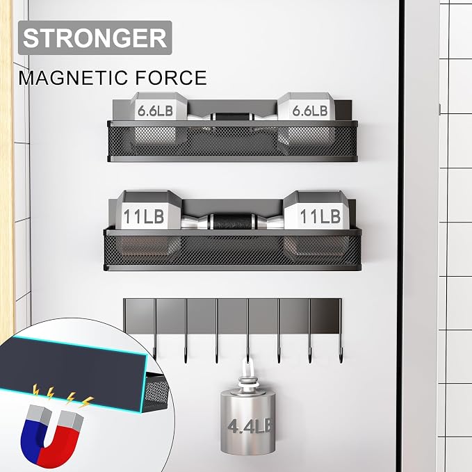 Aufworld Magnetic Spice Rack for Refrigerator, 5 Pack Magnetic Shelf, Moveable - Image 3