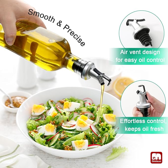 gmisun Olive Oil Dispenser for Kitchen, 4 Pack 17 fl oz Glass Oil Dispensers - Image 3