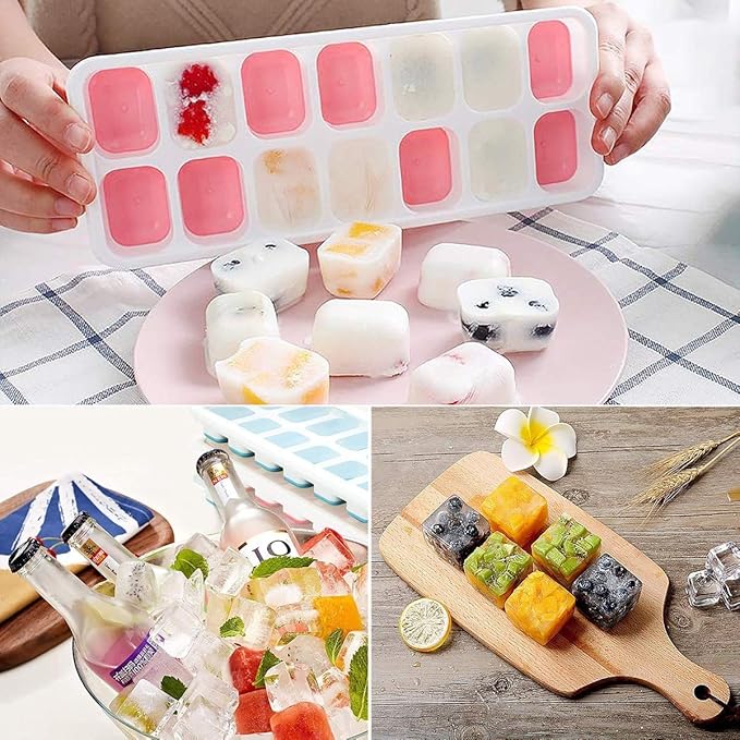 Ice Cube Trays 3 Pack, Silicone Easy-Release and Flexible 14-Ice Trays - Image 7