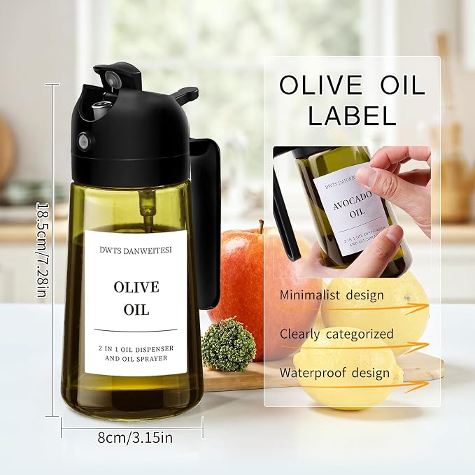 DWTS DANWEITESI Oil Sprayer for Cooking 2pcs, 2 in 1 Oil Dispenser and Oil - Image 6