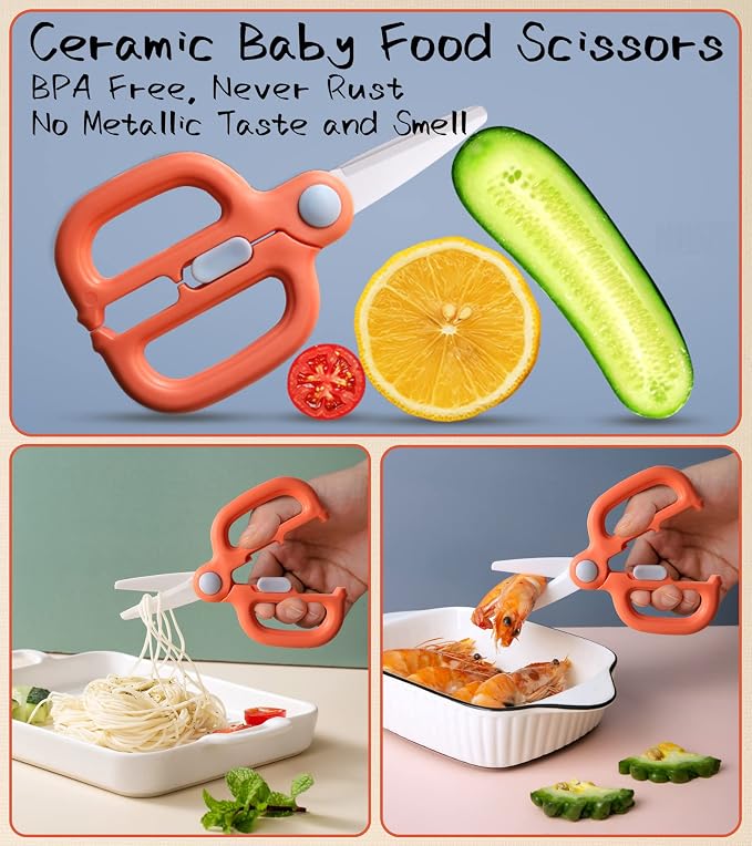 Baby Food Scissors with Travel Case, Ceramic Food Scissors Kids, Toddler - Image 2
