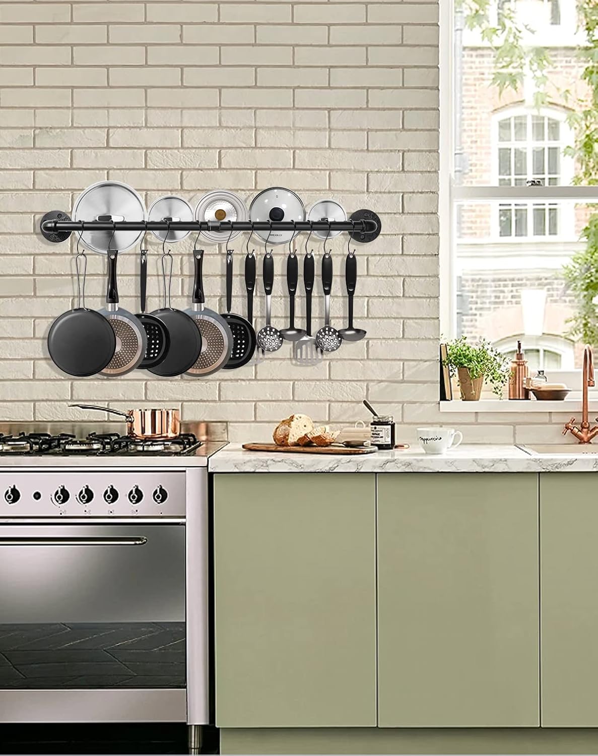 Industrial Pipe Pot Pan Rack 21" (2 Pack), Wall mount Pot hangers Pan