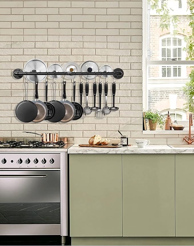 Industrial Pipe Pot Pan Rack 21", Wall mount Pot hangers Pan Hanging Rail Lid - Image 6