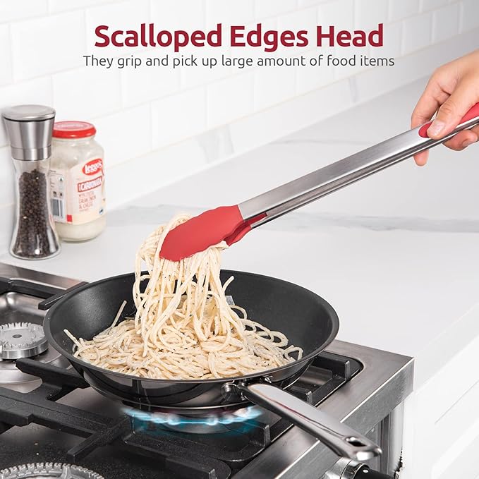 600ºF Heat Resistant Kitchen Tongs: U-Taste 16 inch Extra Long Large Silicone - Image 4