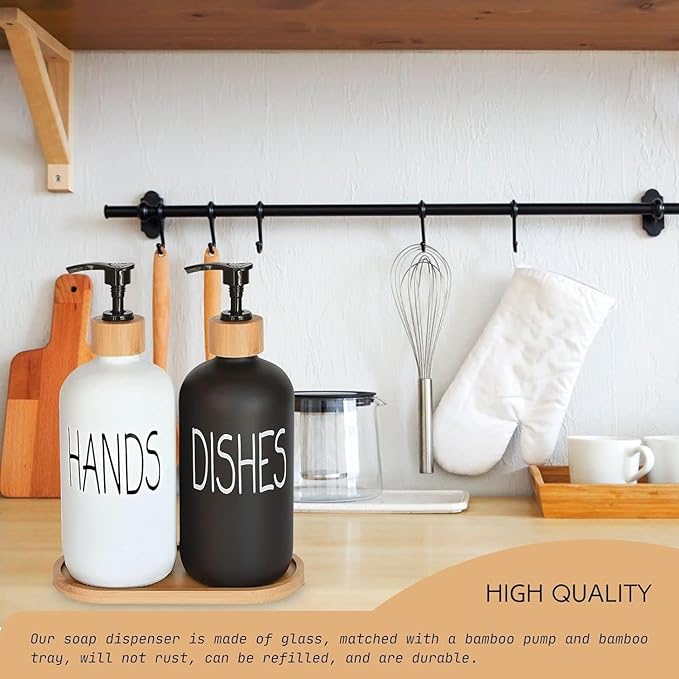 Glass Soap Dispenser Set, Hand Soap and Dish Soap Dispenser - Image 5