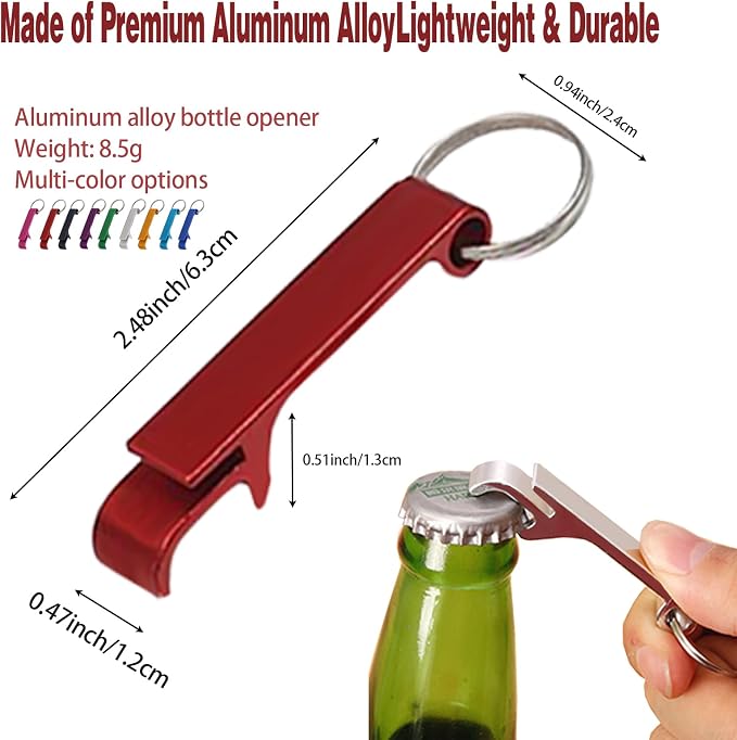 50 Pcs Bottle Openers, Soda Beverage Beer Bottle Opener Keychain, Small and - Image 2