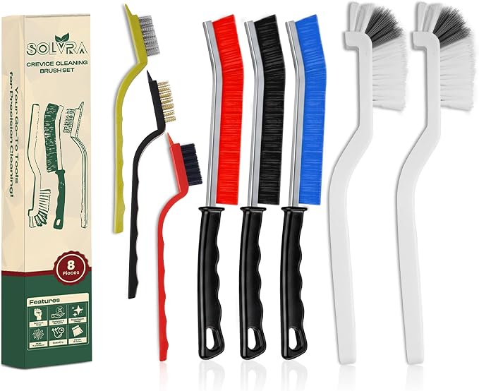 8 Pcs Crevice Cleaning Brush Set – Hard Bristle Cleaning Tools by Unknown