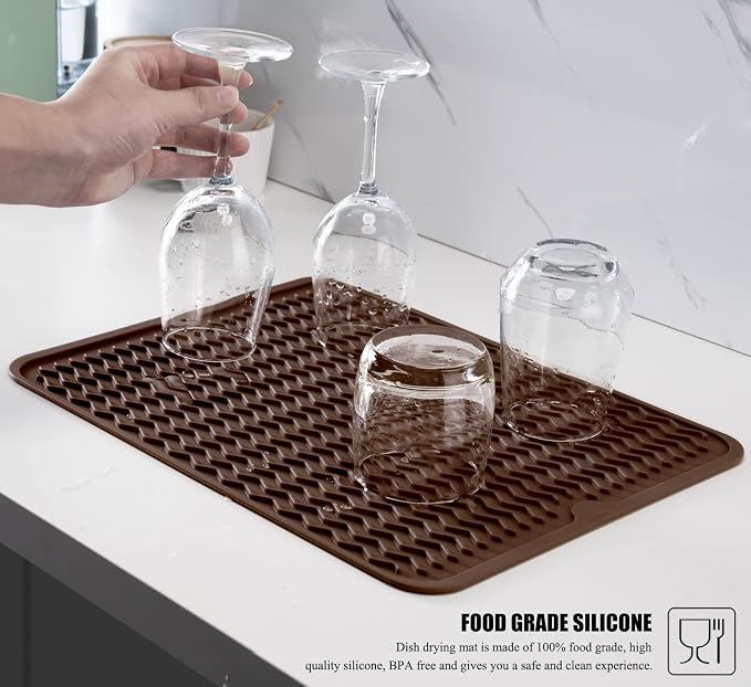 Silicone Dish Drying Mat, Non-Slip Easy Clean Sink Mat Large Heat-resistant - Image 5