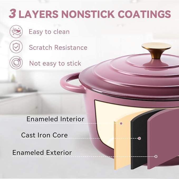 Miereirl 6 Quart Enameled Dutch Oven Pot - Image 5