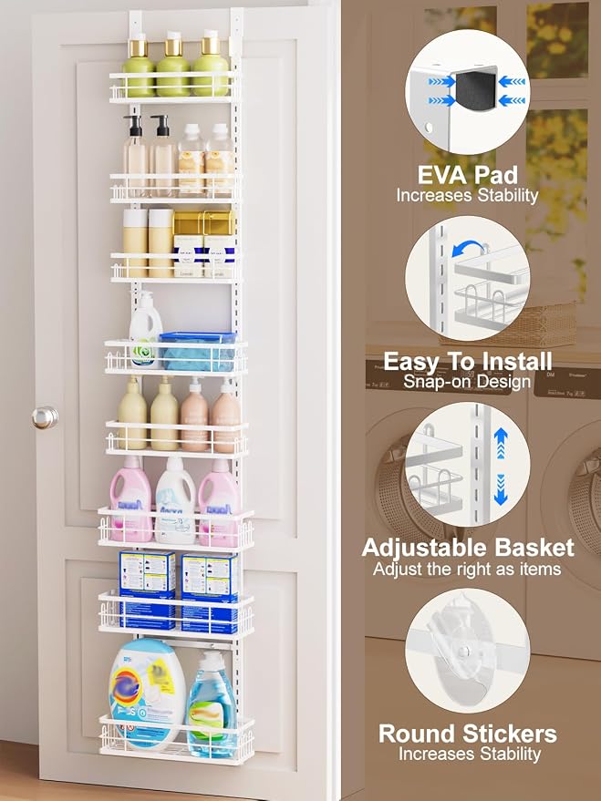 Delamu 9-Tier Over the Door Pantry Organizer, Adjustable Pantry Door Organizers - Image 4