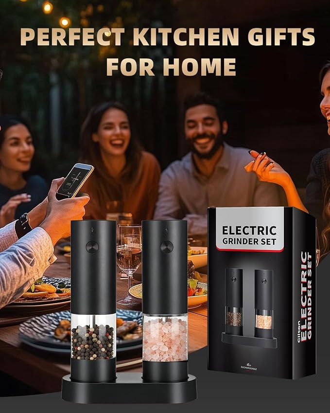 Electric Salt and Pepper Grinder Set Rechargeable, Automatic Salt and Pepper - Image 7