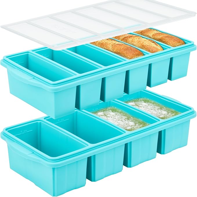 Silicone Freezer Tray With Lid-Soup Freezer Container molds-Large Ice Cube Tray by Xomoo