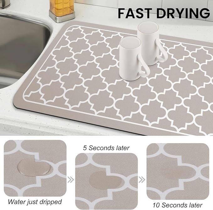 WISELIFE Dish Drying Mat Super Absorbent Drying Mat Large Dish Drying Mats - Image 4