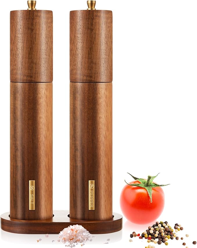 Wooden Salt and Pepper Grinder Set 11.8 Inch Manual Salt and Pepper Mill by LOYIM