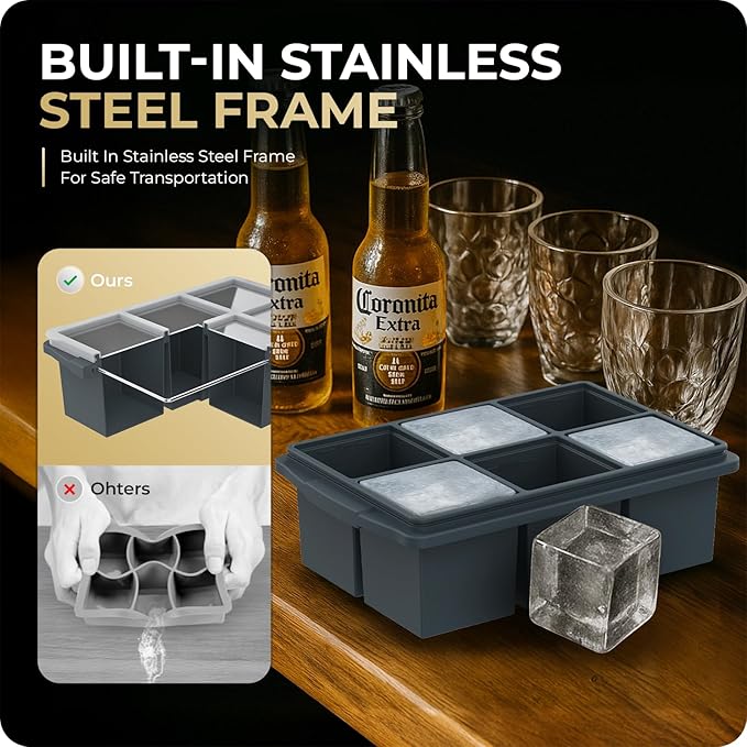 Large Ice Cube Trays for Whiskey, Silicone Ice Cube Tray, - Image 2