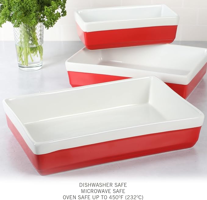 MARTHA STEWART 3-Piece Oven to Table Stoneware Bakeware Set – Baking Dish & - Image 5