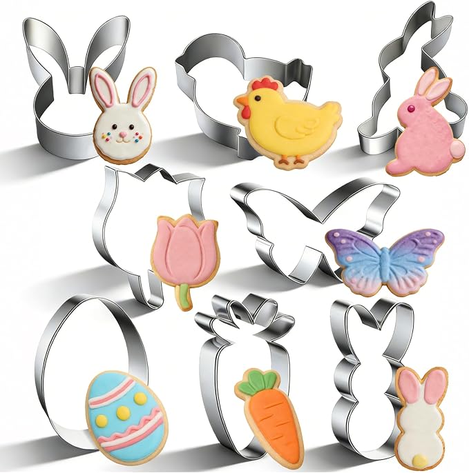 Easter Cookie Cutters Bunny Carrot Tulip Butterfly Chick Egg Biscuit by Tmflexe