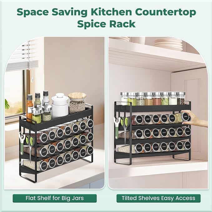 EsLuker.ly Spice Seasoning Rack Organizer Kitchen Countertop, 4 Tier Bamboo - Image 4