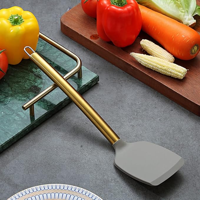 Berglander Non-stick Silicone Solid Turner, Titanium Gold Plating handle - Image 3
