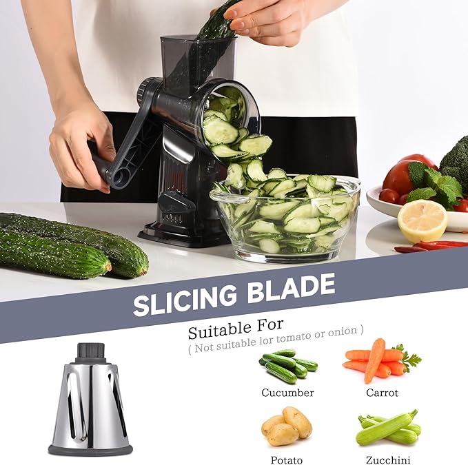 Rotary Cheese Grater with Handle Kitchen Shredder Slicer Grater Slicer Ice - Image 4