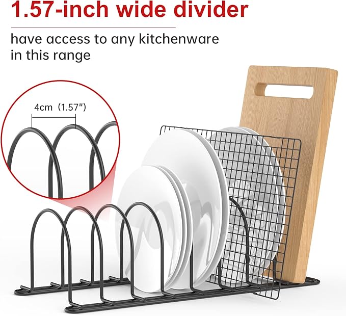 JAQ Pan Organizer Rack for Cabinet, Pot Lid Holder & Baking Sheet Organizer - Image 6