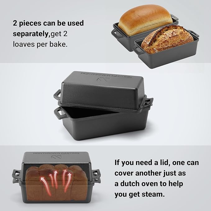 Northriver Casting 9×5 Inch Cast Iron Loaf Pan - Image 4